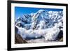 Power of Nature. Real Huge Avalanche Comes from a Big Mountain (Shkhara, 5,193 M), Caucasus, Kabard-Lysogor Roman-Framed Photographic Print