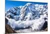 Power of Nature. Real Huge Avalanche Comes from a Big Mountain (Shkhara, 5,193 M), Caucasus, Kabard-Lysogor Roman-Mounted Photographic Print