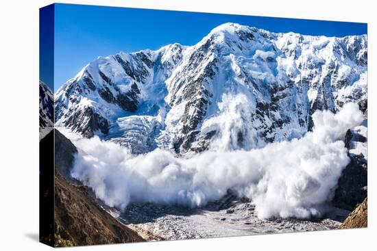 Power of Nature. Real Huge Avalanche Comes from a Big Mountain (Shkhara, 5,193 M), Caucasus, Kabard-Lysogor Roman-Stretched Canvas