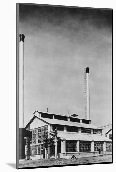 Power Plant with Two Smokestacks-null-Mounted Photographic Print