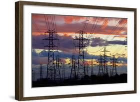 Power pylons, Christchurch, Canterbury, South Island, New Zealand.-David Wall-Framed Photographic Print