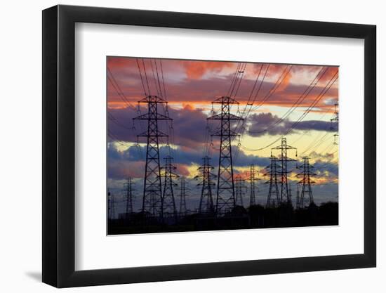 Power pylons, Christchurch, Canterbury, South Island, New Zealand.-David Wall-Framed Photographic Print