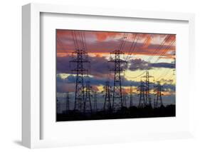 Power pylons, Christchurch, Canterbury, South Island, New Zealand.-David Wall-Framed Photographic Print