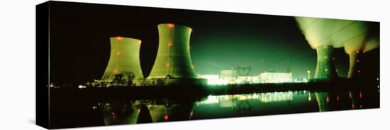 Power Station Illuminated at Night, Three Mile Island, Pennsylvania, USA-null-Stretched Canvas