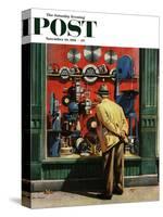 "Power Tool Window Shopping" Saturday Evening Post Cover, November 10, 1951-Stevan Dohanos-Stretched Canvas