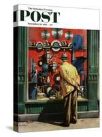 "Power Tool Window Shopping" Saturday Evening Post Cover, November 10, 1951-Stevan Dohanos-Stretched Canvas