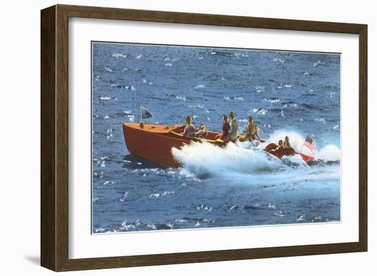 Powerboat on the Ocean-null-Framed Art Print