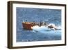 Powerboat on the Ocean-null-Framed Art Print