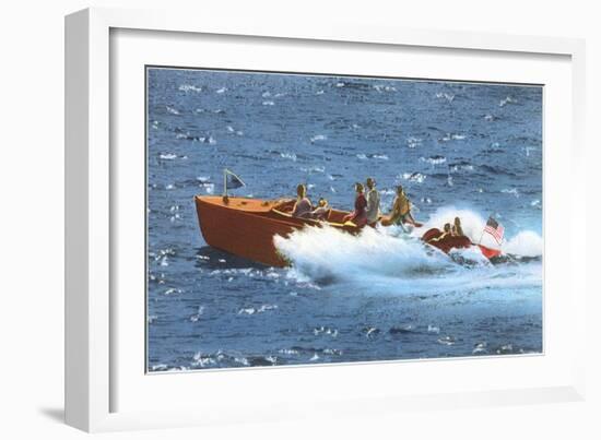 Powerboat on the Ocean-null-Framed Art Print