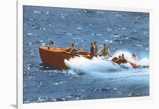 Powerboat on the Ocean-null-Framed Art Print