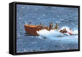Powerboat on the Ocean-null-Framed Stretched Canvas