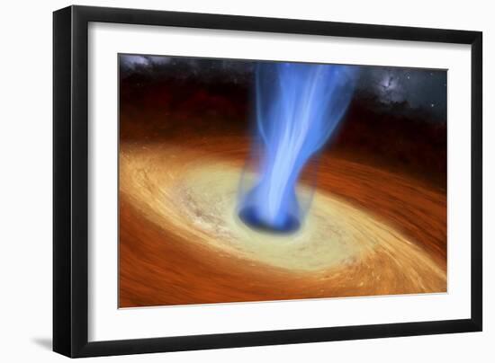 Powerful Streams of Energy Spew Out of a Black Hole in the Middle of a Galaxy-Stocktrek Images-Framed Art Print