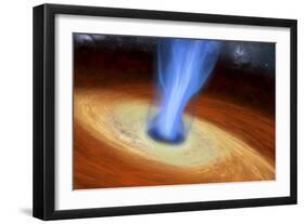 Powerful Streams of Energy Spew Out of a Black Hole in the Middle of a Galaxy-Stocktrek Images-Framed Art Print