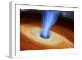 Powerful Streams of Energy Spew Out of a Black Hole in the Middle of a Galaxy-Stocktrek Images-Framed Art Print