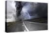 Powerful Tornado - Destroying Property with Lightning in the Background-Solarseven-Stretched Canvas