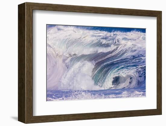 Powerful wave breaking off a beach, Hawaii-Mark A Johnson-Framed Photographic Print