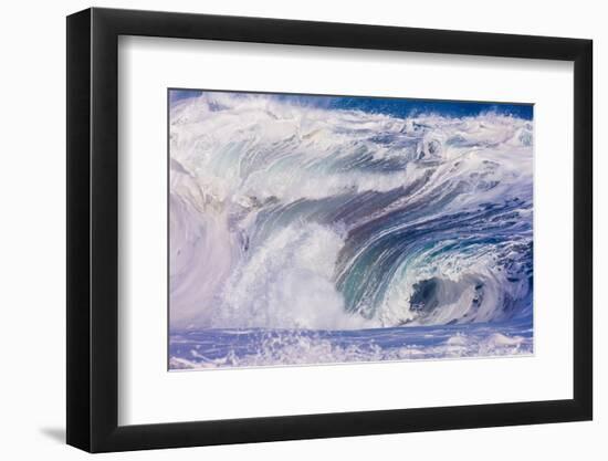 Powerful wave breaking off a beach, Hawaii-Mark A Johnson-Framed Photographic Print