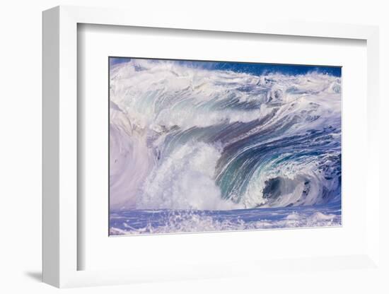 Powerful wave breaking off a beach, Hawaii-Mark A Johnson-Framed Photographic Print