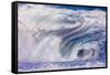 Powerful wave breaking off a beach, Hawaii-Mark A Johnson-Framed Stretched Canvas