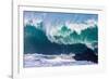 Powerful wave breaking off a beach, Hawaii-Mark A Johnson-Framed Photographic Print