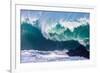 Powerful wave breaking off a beach, Hawaii-Mark A Johnson-Framed Photographic Print