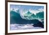 Powerful wave breaking off a beach, Hawaii-Mark A Johnson-Framed Photographic Print