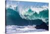 Powerful wave breaking off a beach, Hawaii-Mark A Johnson-Stretched Canvas