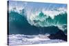 Powerful wave breaking off a beach, Hawaii-Mark A Johnson-Stretched Canvas