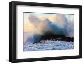 Powerful wave breaking off a beach, Hawaii-Mark A Johnson-Framed Photographic Print