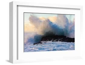 Powerful wave breaking off a beach, Hawaii-Mark A Johnson-Framed Photographic Print