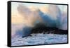 Powerful wave breaking off a beach, Hawaii-Mark A Johnson-Framed Stretched Canvas