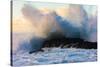 Powerful wave breaking off a beach, Hawaii-Mark A Johnson-Stretched Canvas