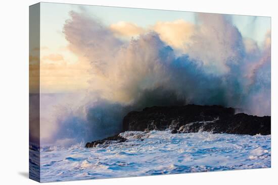 Powerful wave breaking off a beach, Hawaii-Mark A Johnson-Stretched Canvas