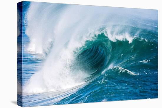 Powerful wave breaking off a beach, Hawaii-Mark A Johnson-Stretched Canvas