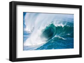 Powerful wave breaking off a beach, Hawaii-Mark A Johnson-Framed Photographic Print