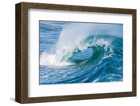 Powerful wave breaking off a beach, Hawaii-Mark A Johnson-Framed Photographic Print