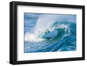 Powerful wave breaking off a beach, Hawaii-Mark A Johnson-Framed Photographic Print