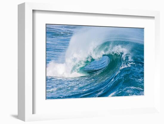 Powerful wave breaking off a beach, Hawaii-Mark A Johnson-Framed Photographic Print