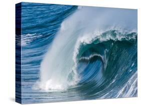 Powerful wave breaking off a beach, Hawaii-Mark A Johnson-Stretched Canvas