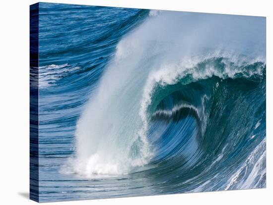 Powerful wave breaking off a beach, Hawaii-Mark A Johnson-Stretched Canvas