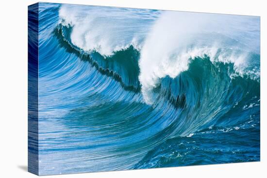 Powerful wave breaking off a beach, Hawaii-Mark A Johnson-Stretched Canvas