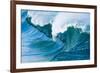 Powerful wave breaking off a beach, Hawaii-Mark A Johnson-Framed Photographic Print