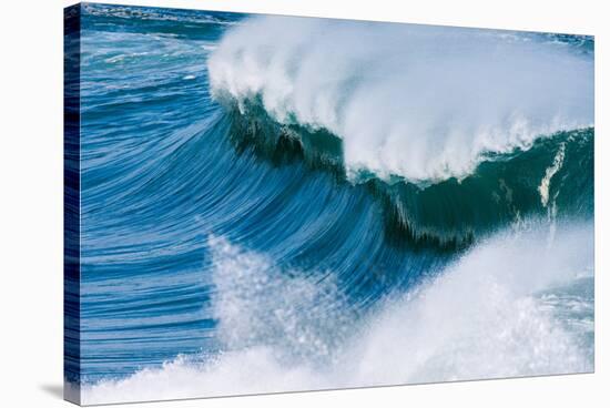 Powerful wave breaking off a beach, Hawaii-Mark A Johnson-Stretched Canvas