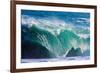 Powerful wave breaking off a beach, Hawaii-Mark A Johnson-Framed Photographic Print