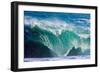 Powerful wave breaking off a beach, Hawaii-Mark A Johnson-Framed Photographic Print