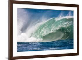 Powerful wave breaking off a beach, Hawaii-Mark A Johnson-Framed Photographic Print