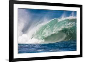 Powerful wave breaking off a beach, Hawaii-Mark A Johnson-Framed Photographic Print