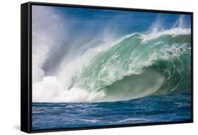 Powerful wave breaking off a beach, Hawaii-Mark A Johnson-Framed Stretched Canvas