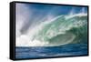 Powerful wave breaking off a beach, Hawaii-Mark A Johnson-Framed Stretched Canvas