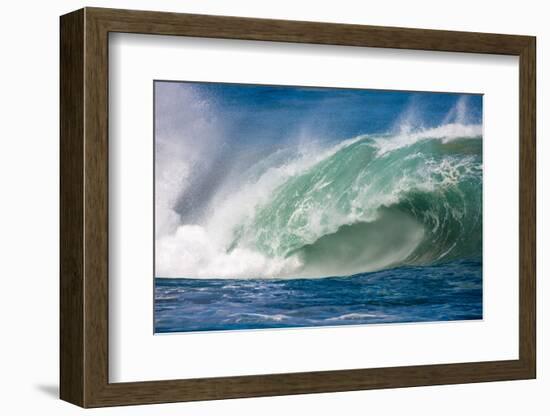 Powerful wave breaking off a beach, Hawaii-Mark A Johnson-Framed Photographic Print